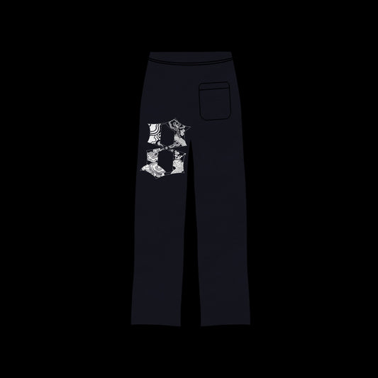 Navy Blue Straight Leg Sweatpants